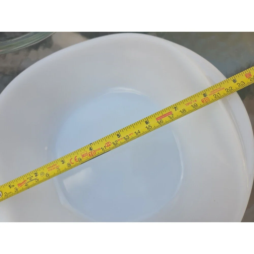 Vtg Pyr-O-Rey 8 Inch Casserole Baking Dish Milk Glass Flowers With Lid Pyrex